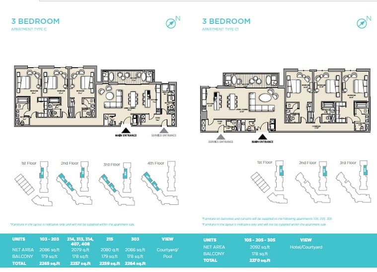 Nikki Beach Residences, 3-Bed Floor Plan, type: TypeC_3br