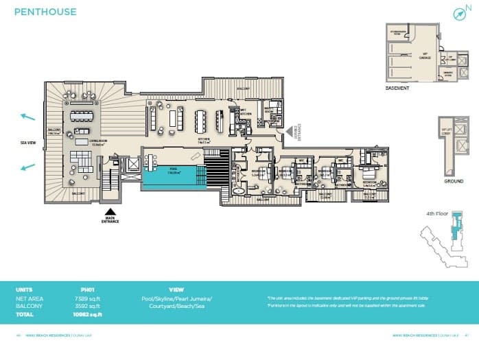 Nikki Beach Residences, 4-Bed Floor Plan, type: Penthouse