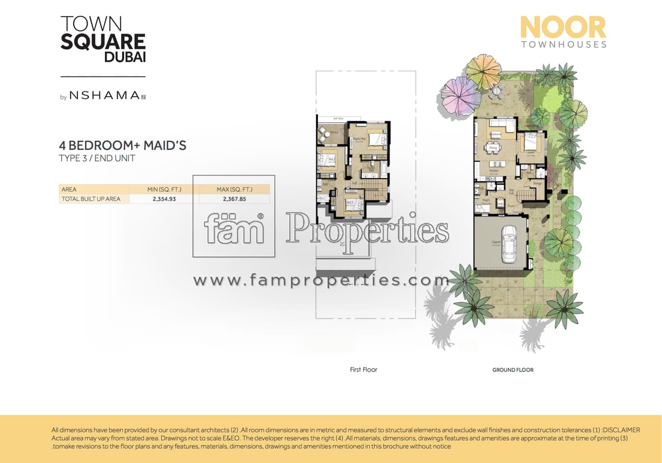 Noor Townhouses, 4-Bed Floor Plan, type: 4 Bedroom + maids