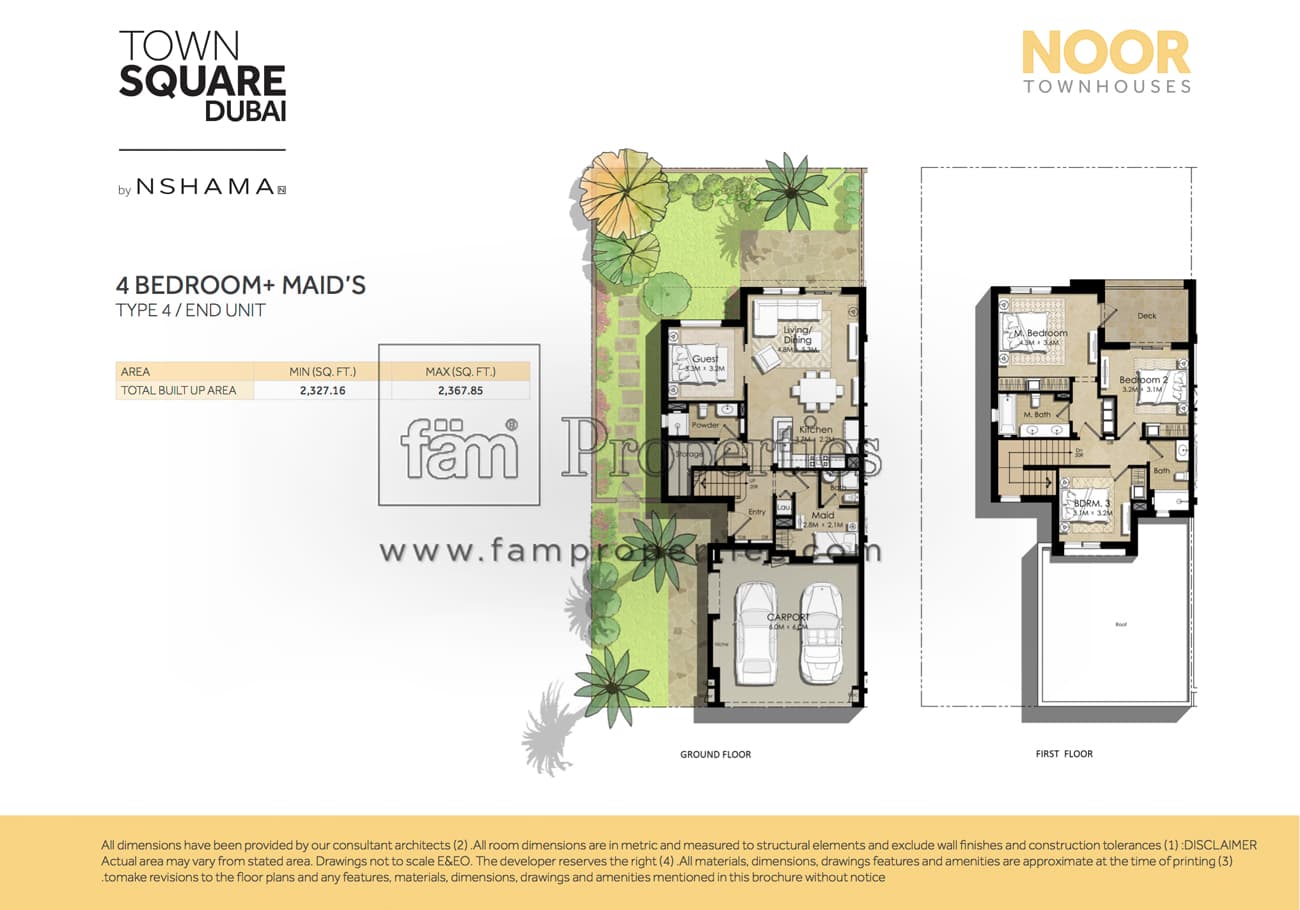 Noor Townhouses, 4-Bed Floor Plan, type: 4 Bedroom + maids