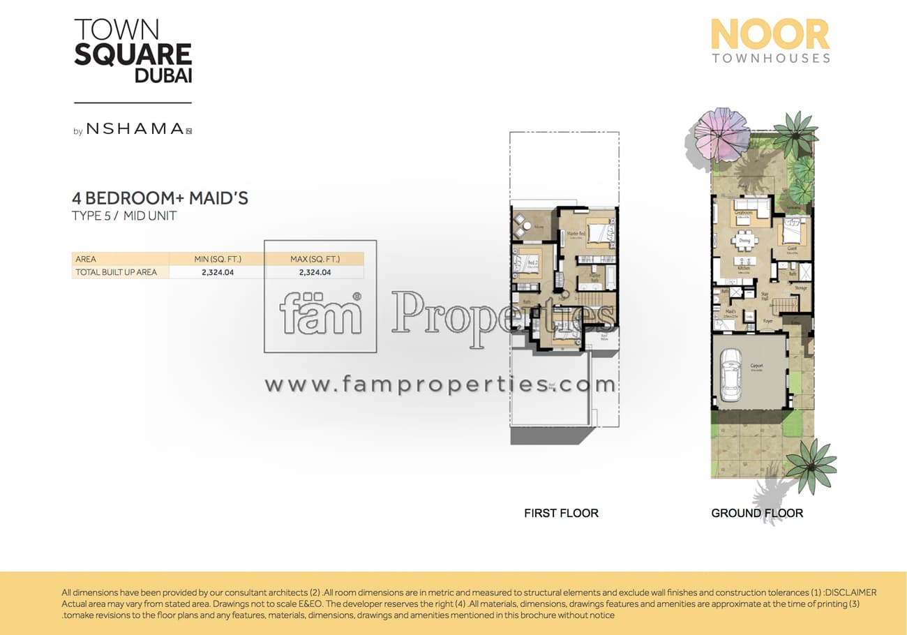 Noor Townhouses, 4-Bed Floor Plan, type: 4 Bedroom + maids