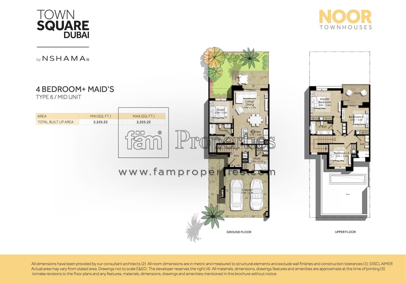 Noor Townhouses, 4-Bed Floor Plan, type: 4 Bedroom + maids