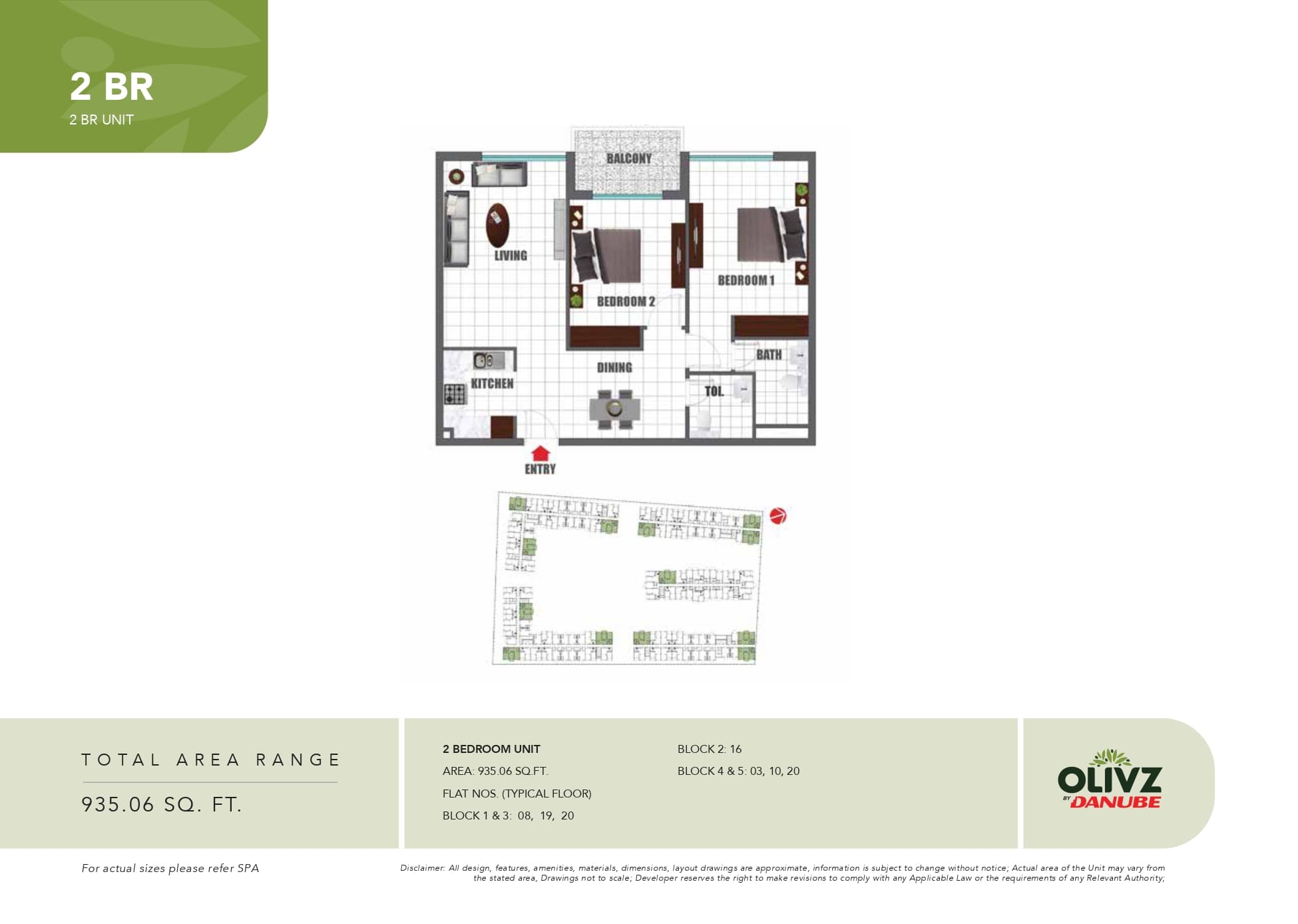 Olivz Residence, 2-Bed Floor Plan, type: 2 Bedroom