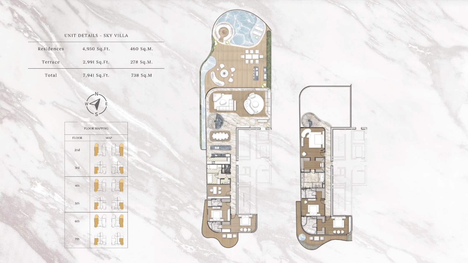 One Crescent, 6-Bed Floor Plan, type: