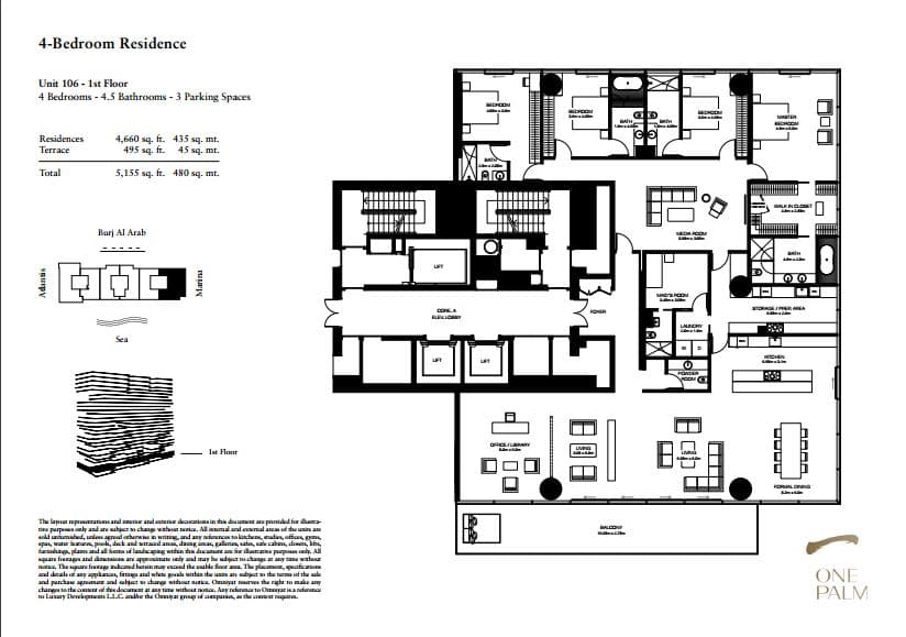 One at Palm Jumeirah, 4-Bed Floor Plan, type: 4 Bedroom
