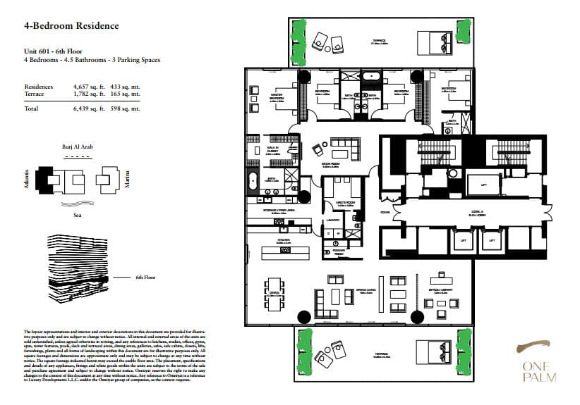 One at Palm Jumeirah, 4-Bed Floor Plan, type: 4 Bedroom