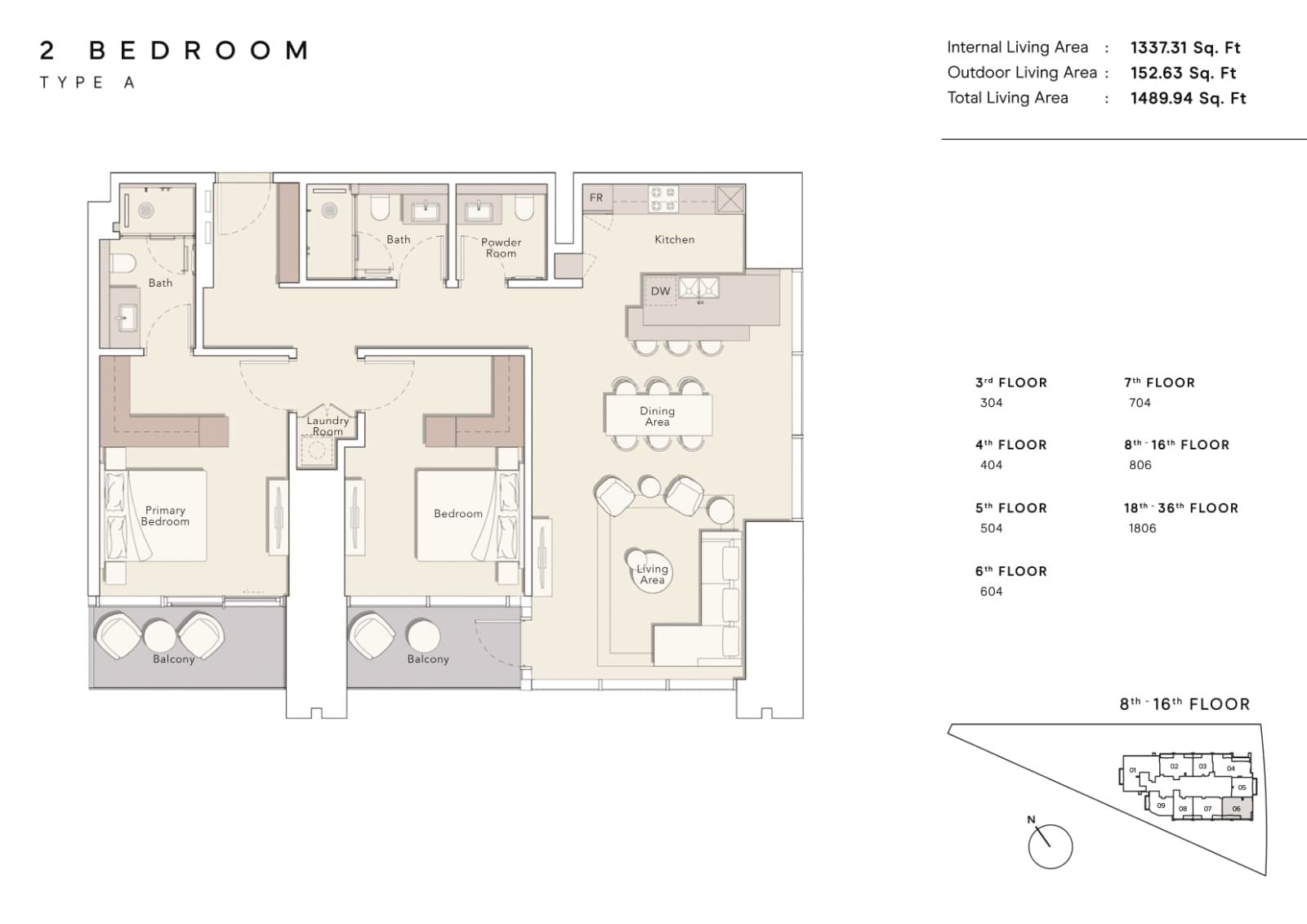 One River Point, 2-Bed Floor Plan, type: