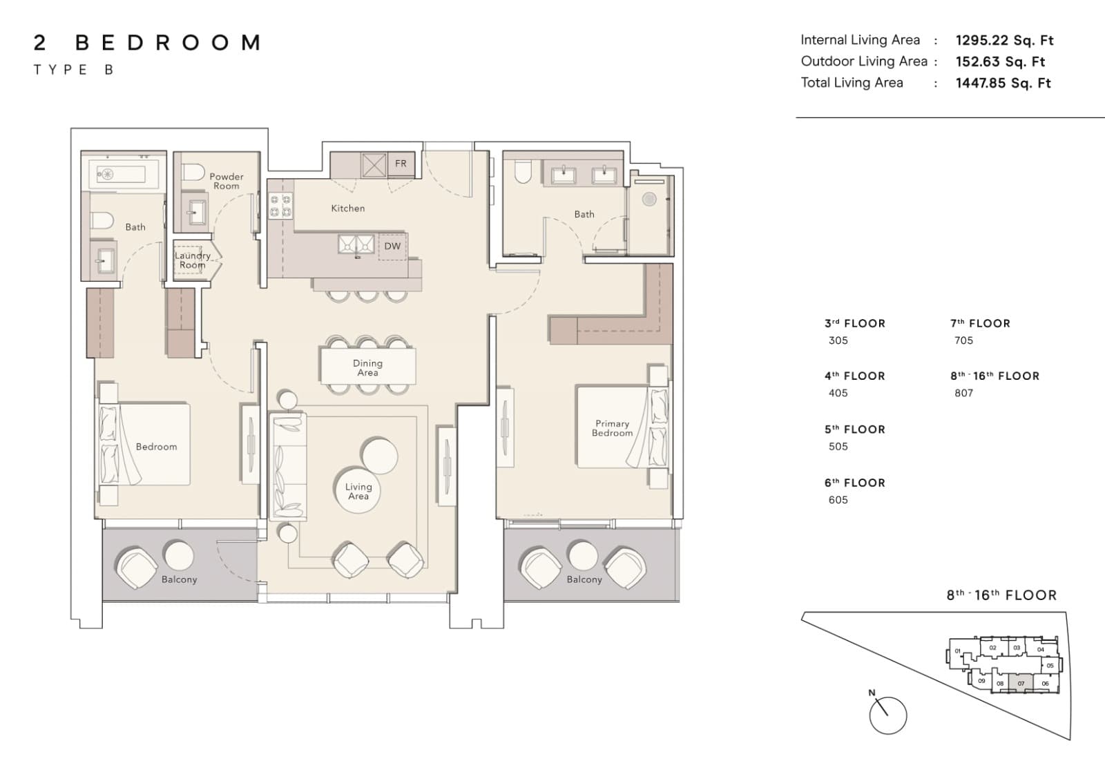 One River Point, 2-Bed Floor Plan, type: