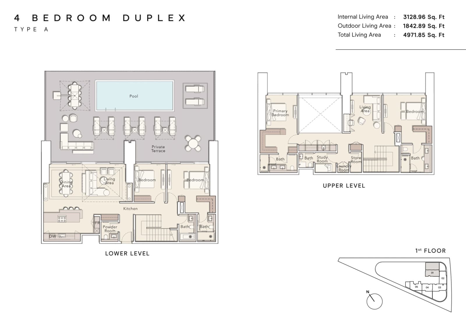 One River Point, 4-Bed Floor Plan, type:
