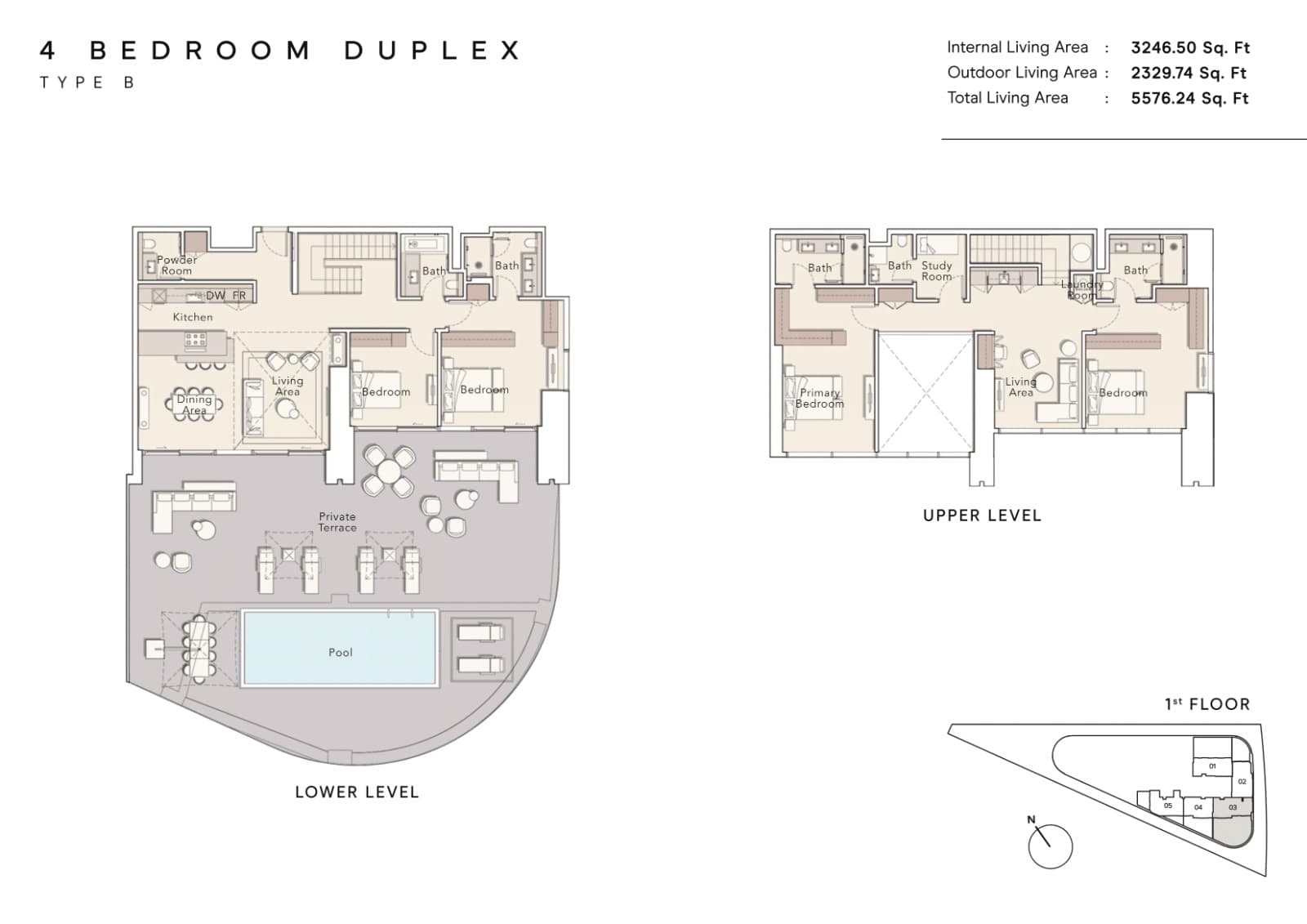 One River Point, 4-Bed Floor Plan, type: