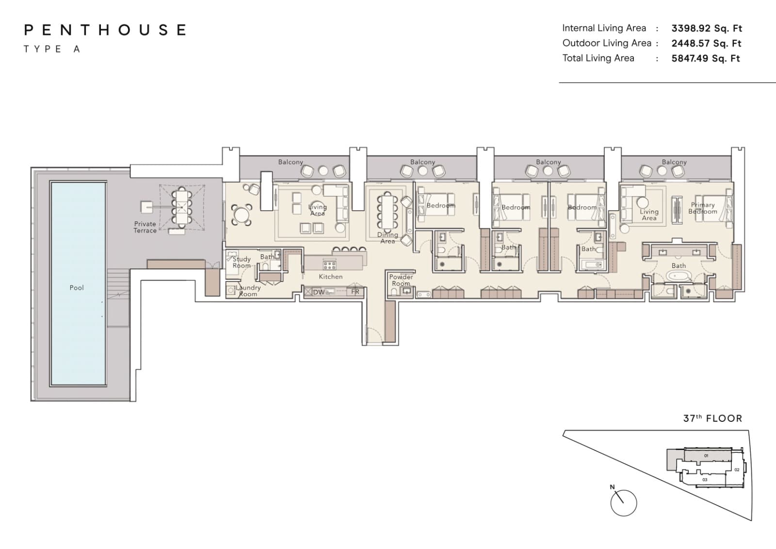 One River Point, 4-Bed Floor Plan, type: