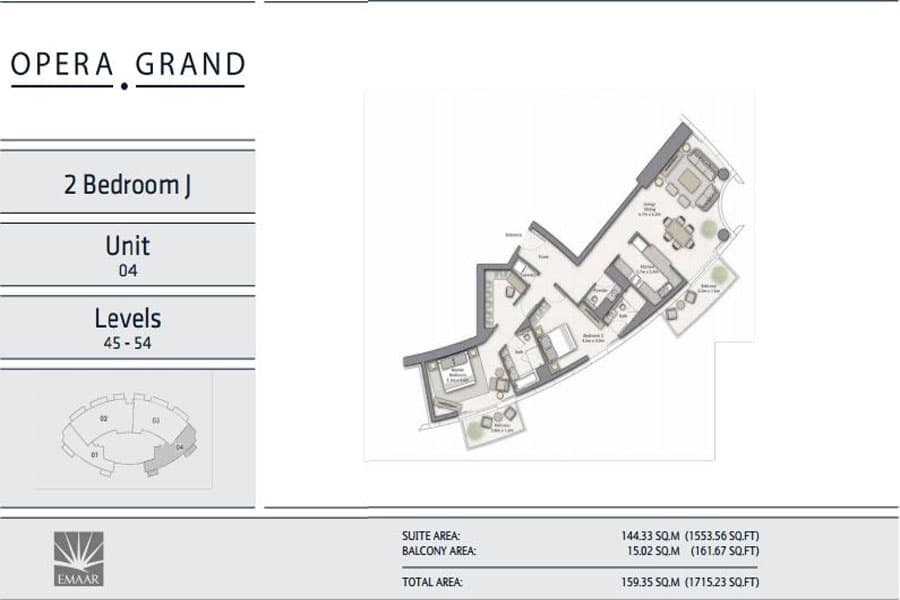 Opera Grand, 2-Bed Floor Plan, type: 2 Bedroom