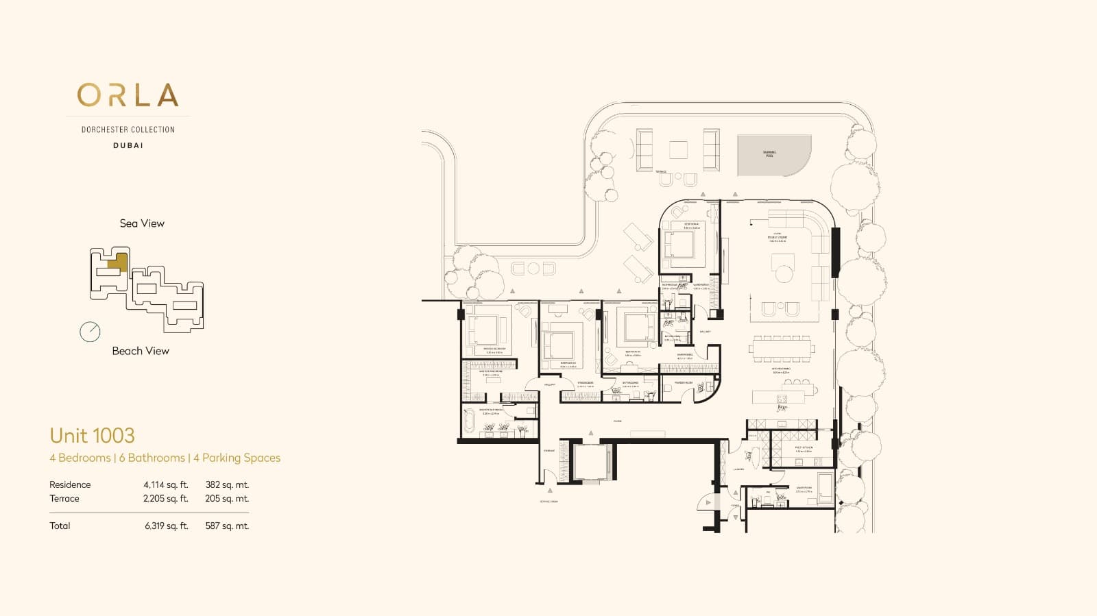 Orla by Omniyat, 4-Bed Floor Plan, type: