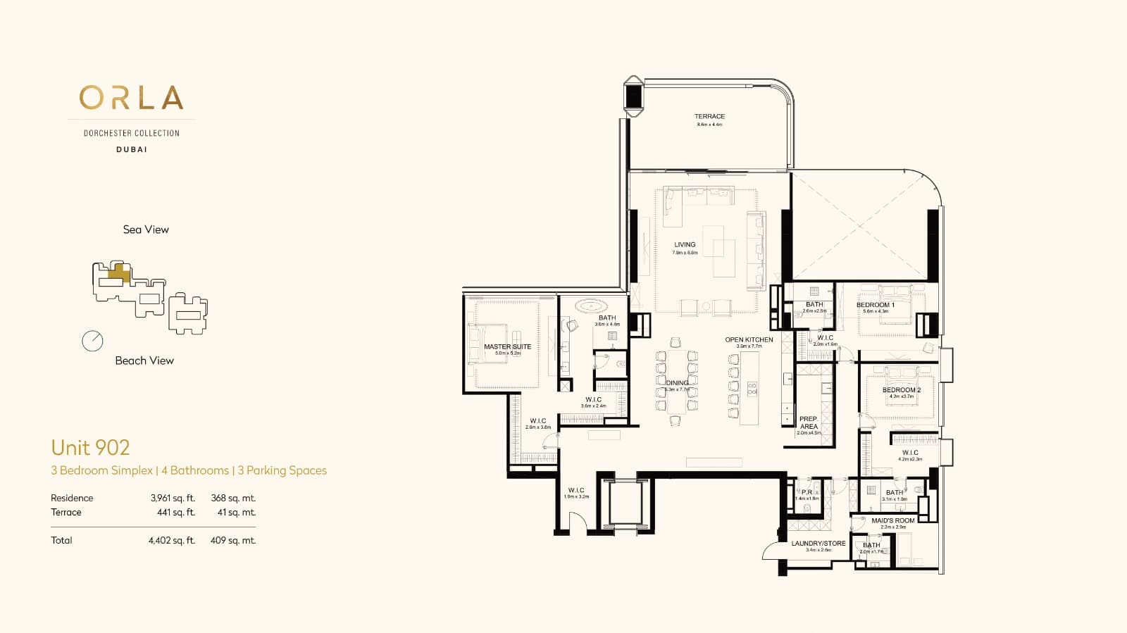 Orla by Omniyat, 3-Bed Floor Plan, type: