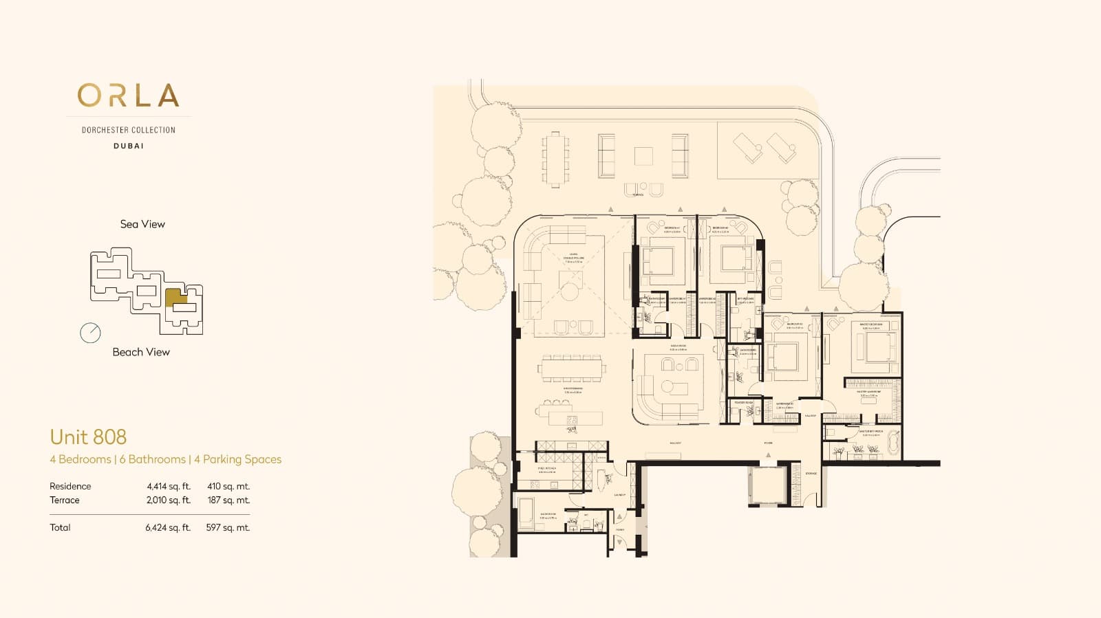Orla by Omniyat, 4-Bed Floor Plan, type: