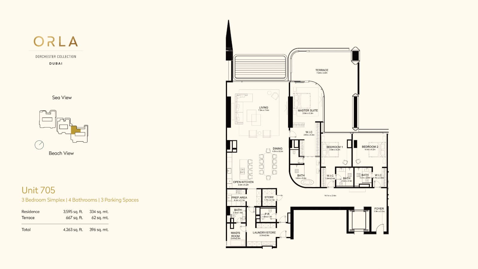 Orla by Omniyat, 3-Bed Floor Plan, type: