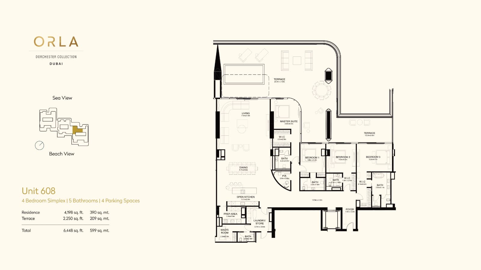Orla by Omniyat, 4-Bed Floor Plan, type:
