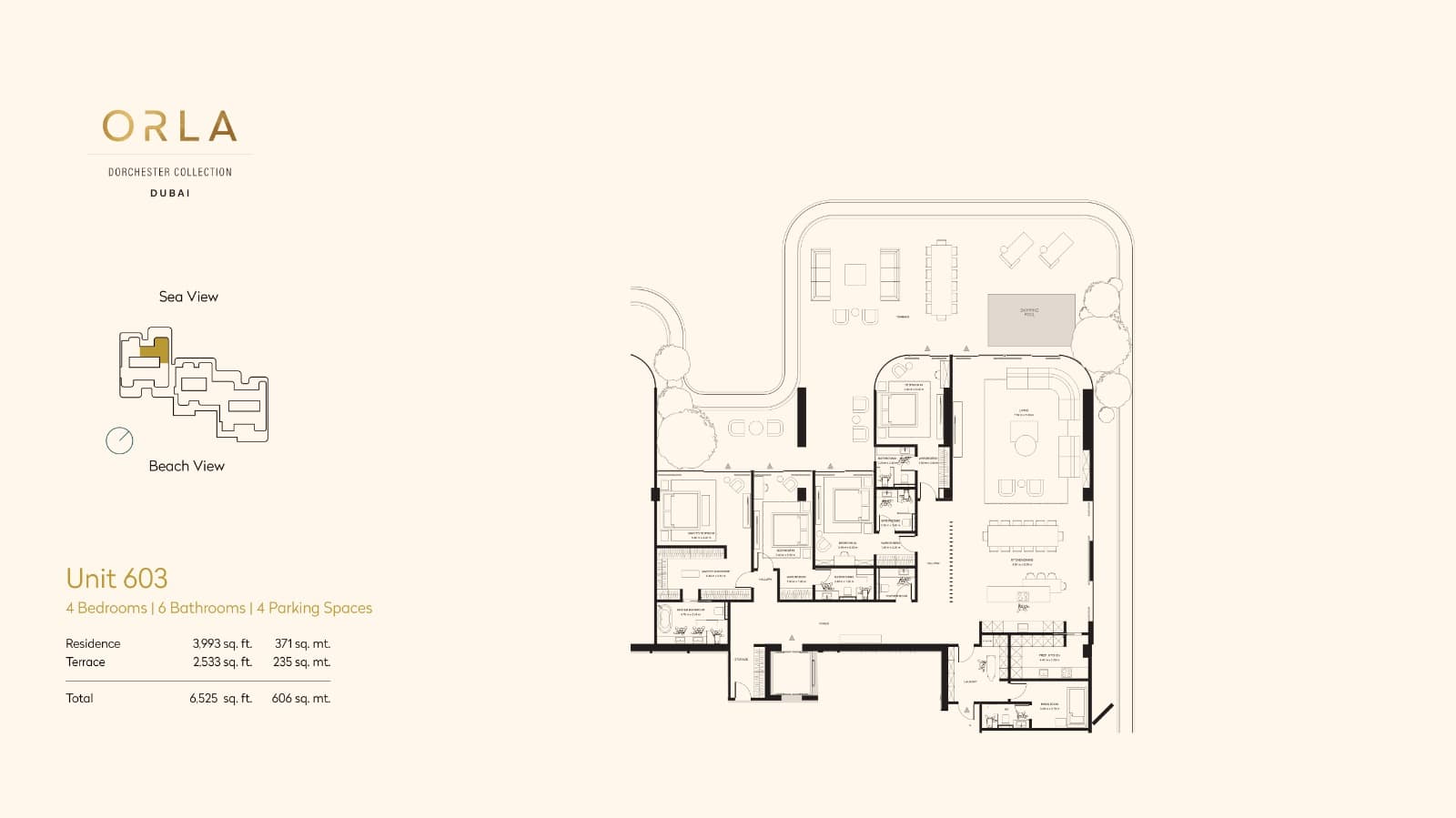 Orla by Omniyat, 4-Bed Floor Plan, type: