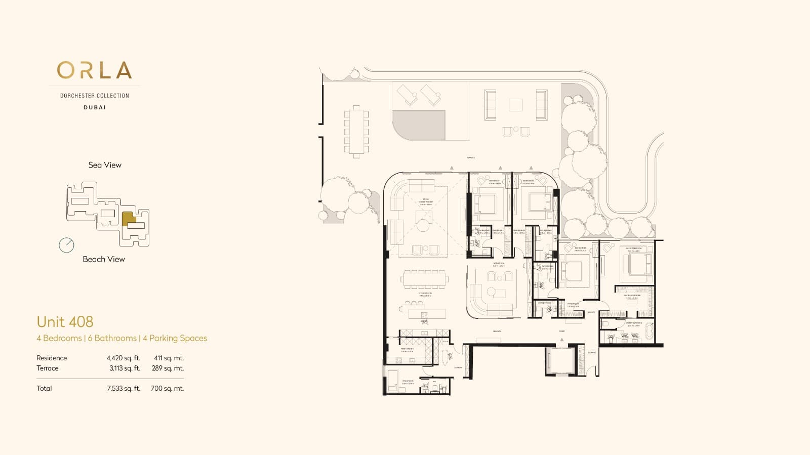 Orla by Omniyat, 4-Bed Floor Plan, type: