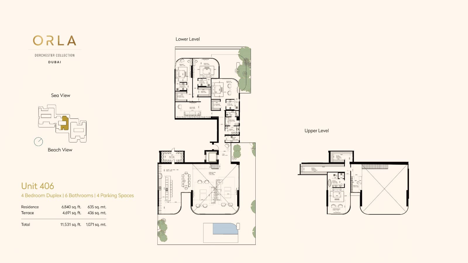 Orla by Omniyat, 4-Bed Floor Plan, type:
