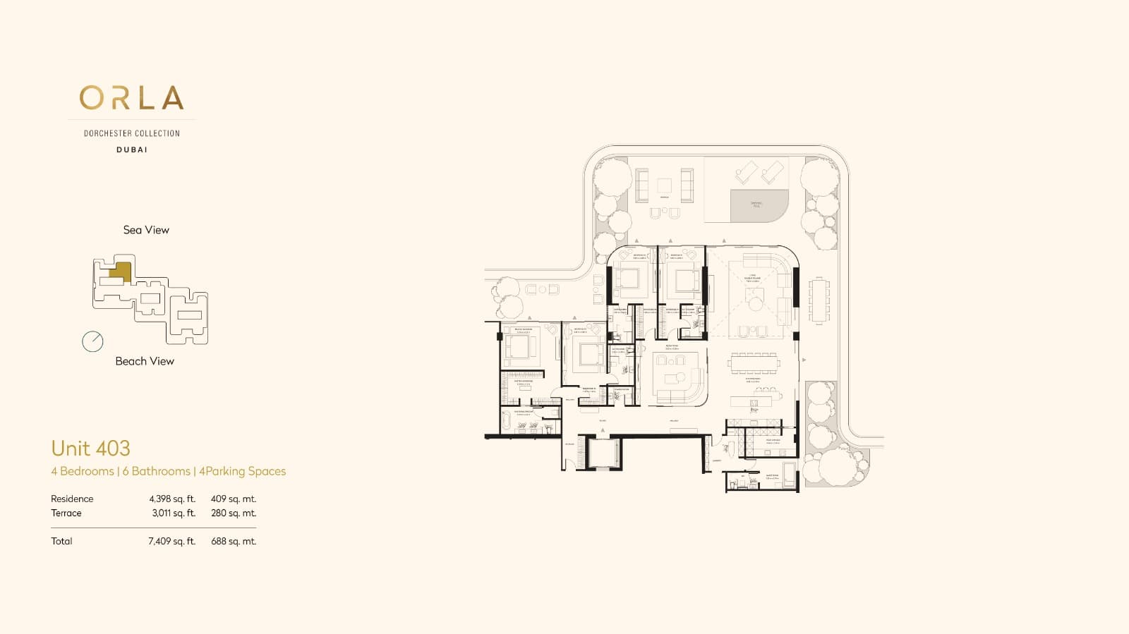 Orla by Omniyat, 4-Bed Floor Plan, type: