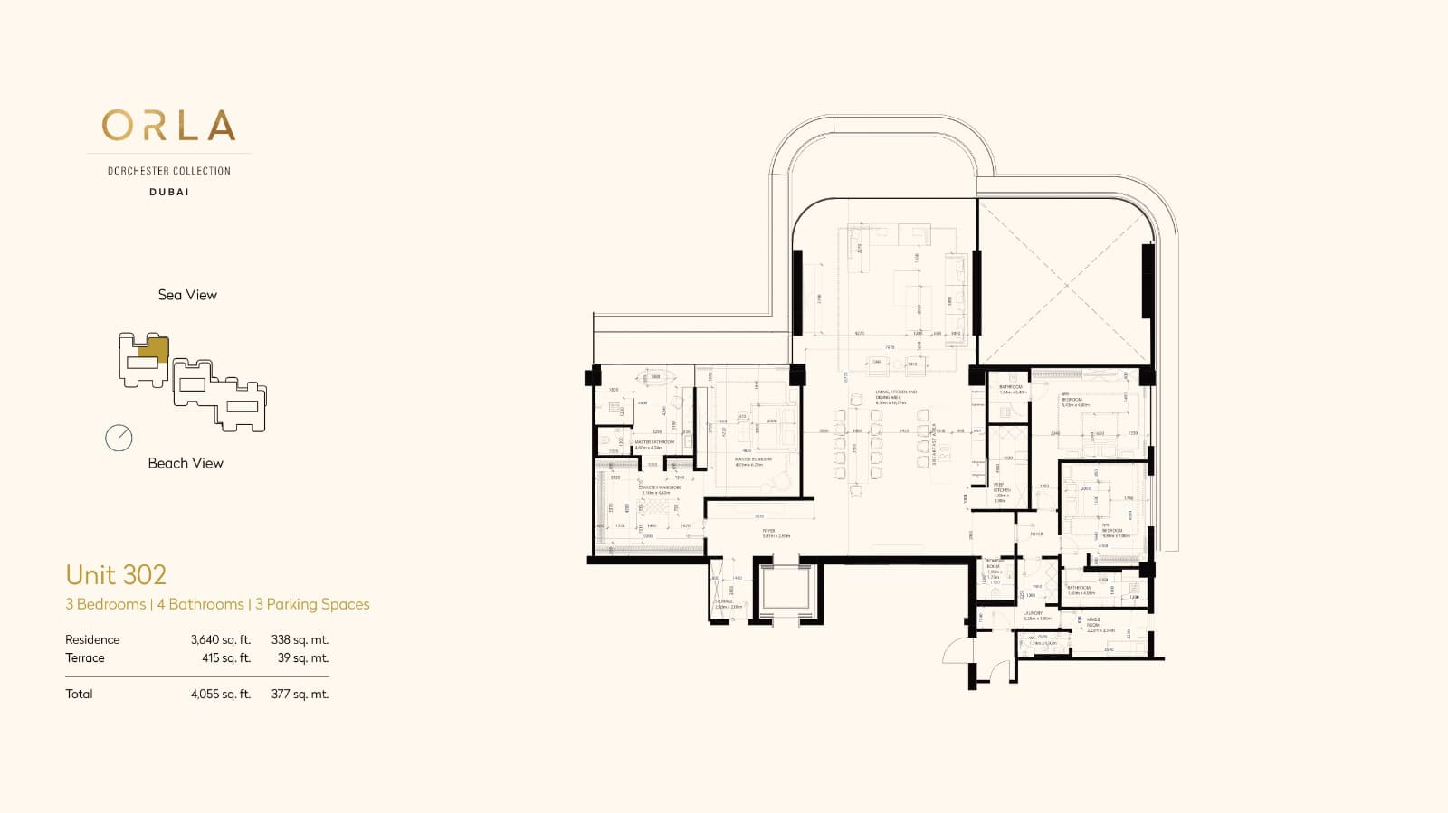 Orla by Omniyat, 3-Bed Floor Plan, type: