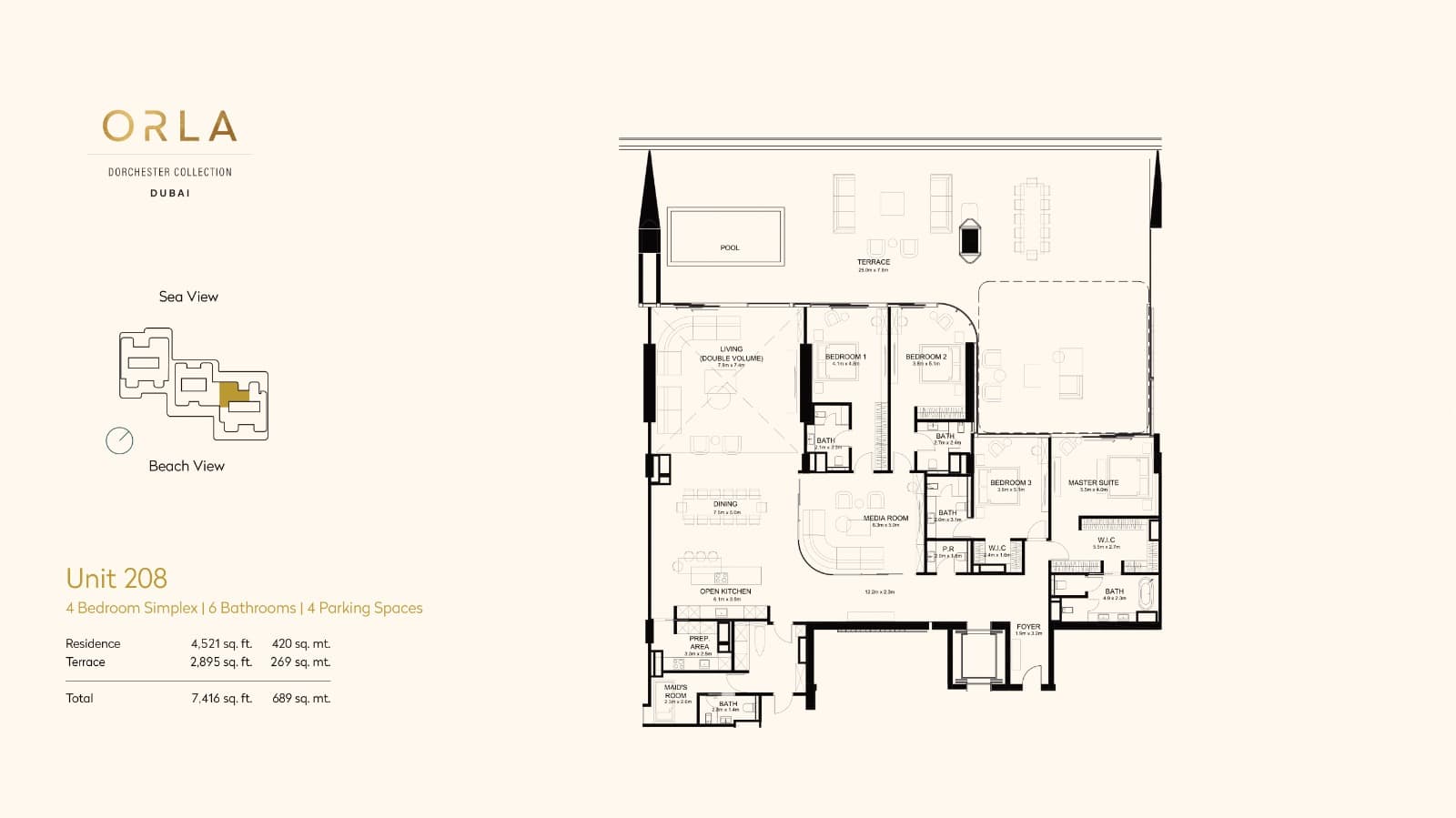 Orla by Omniyat, 4-Bed Floor Plan, type: