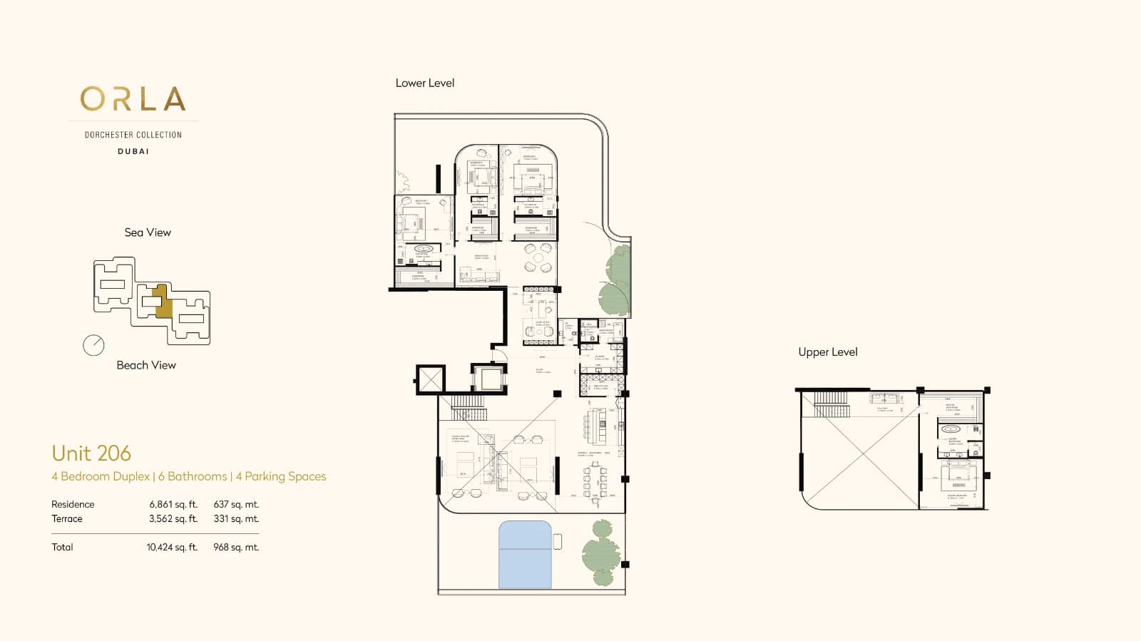 Orla by Omniyat, 4-Bed Floor Plan, type: