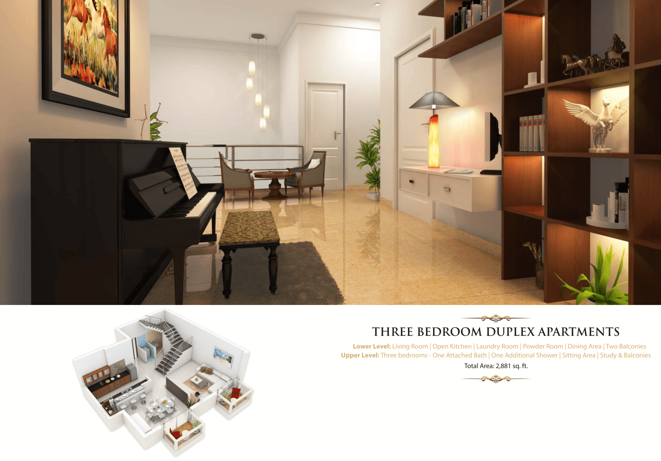 Pacific Edmonton Elm, 3-Bed Floor Plan, type: Three Bedroom Duplex Apartment