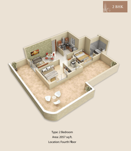 Pacific Residencia, 2-Bed Floor Plan, type: 2 Bedroom