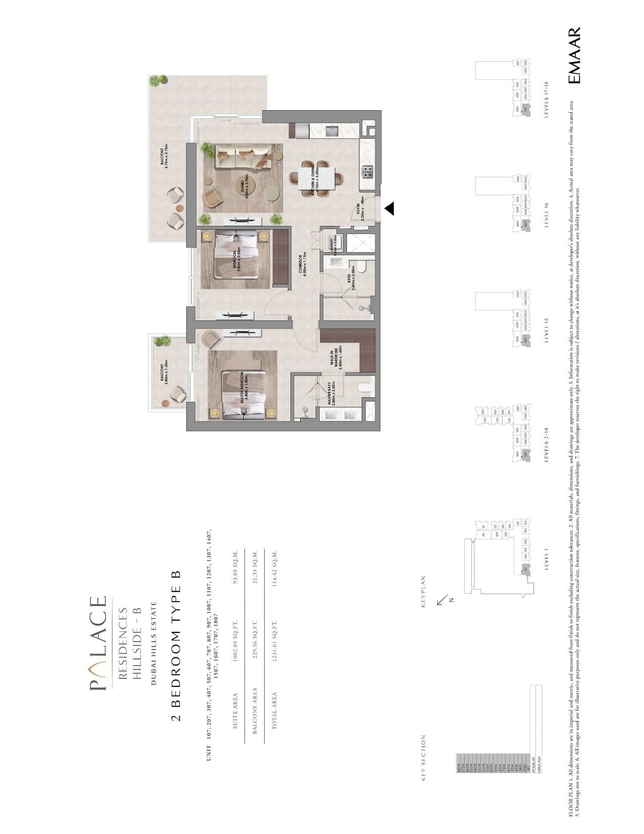 Palace Residences Hillside B, 2-Bed Floor Plan, type: 2 Bed