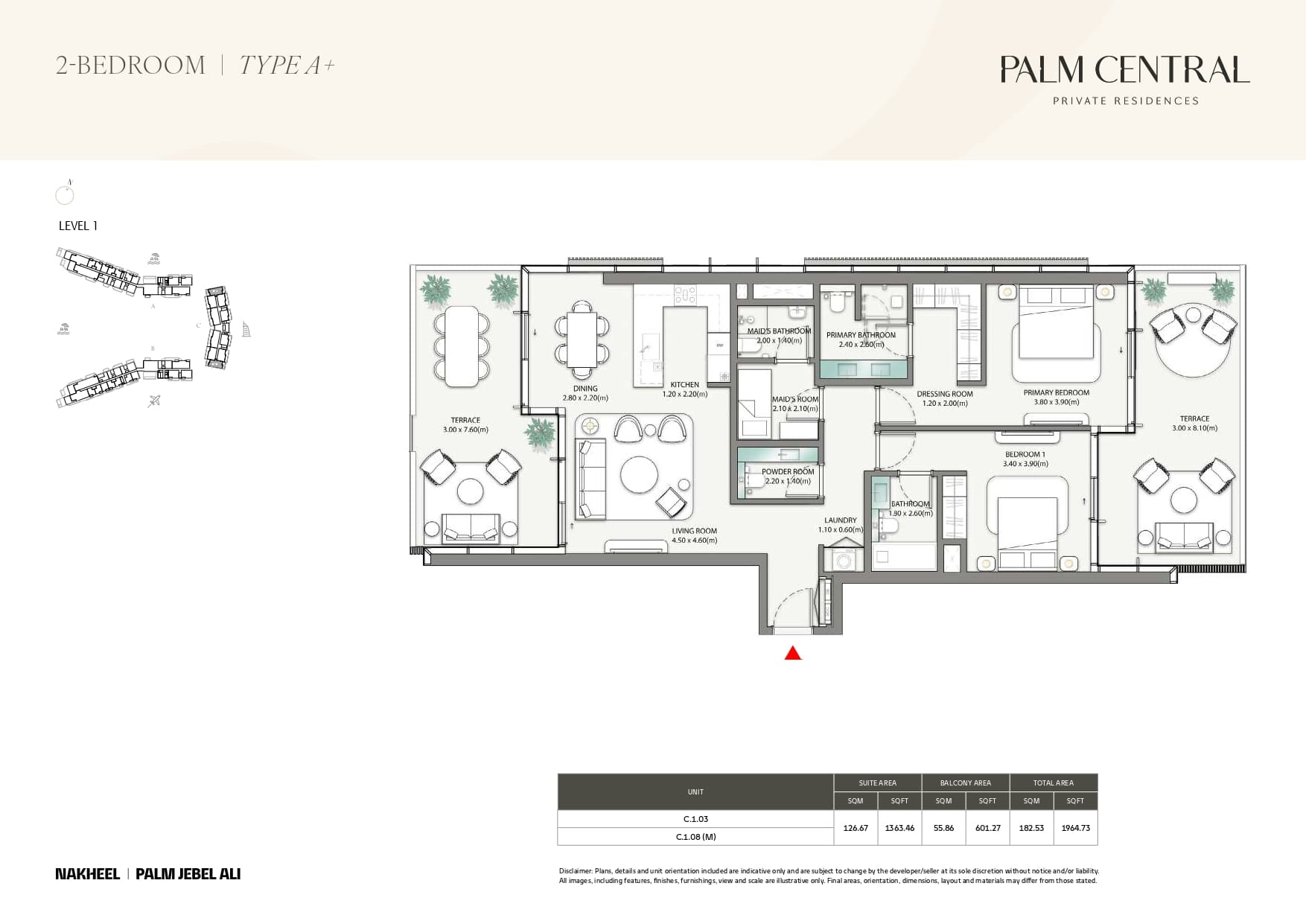 Palm Central Private Residences - Frond M, 2-Bed Floor Plan, type: 2 Bed