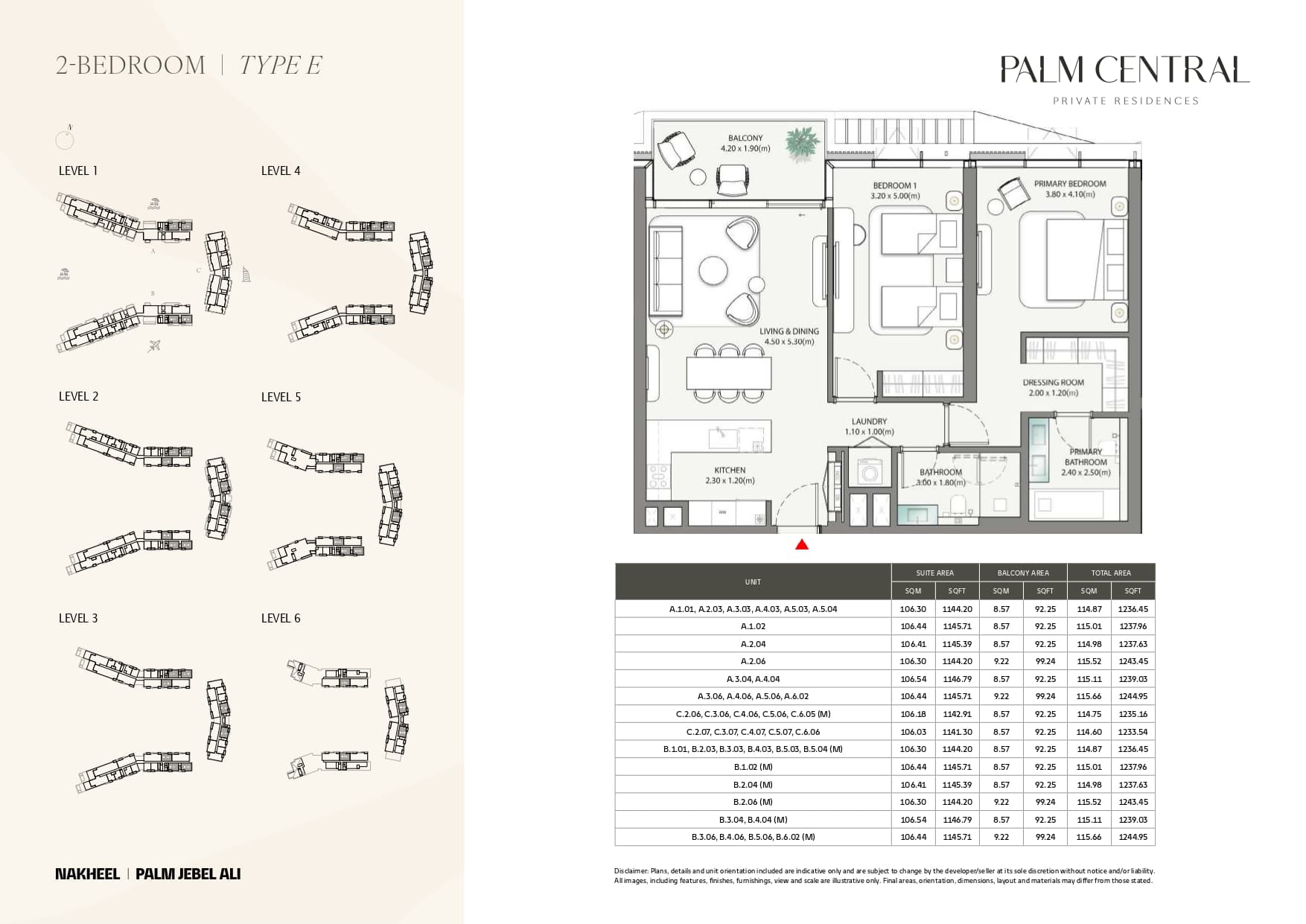 Palm Central Private Residences - Frond M, 2-Bed Floor Plan, type: 2 Bed