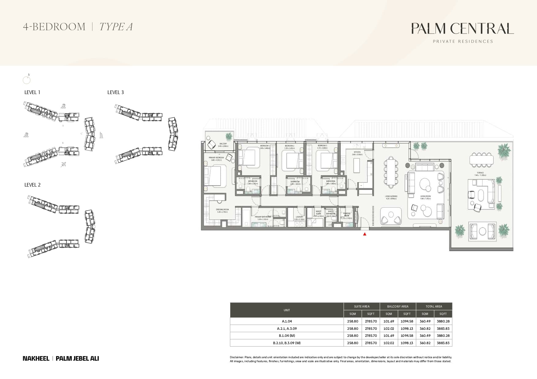 Palm Central Private Residences - Frond M, 4-Bed Floor Plan, type: 4 Bed