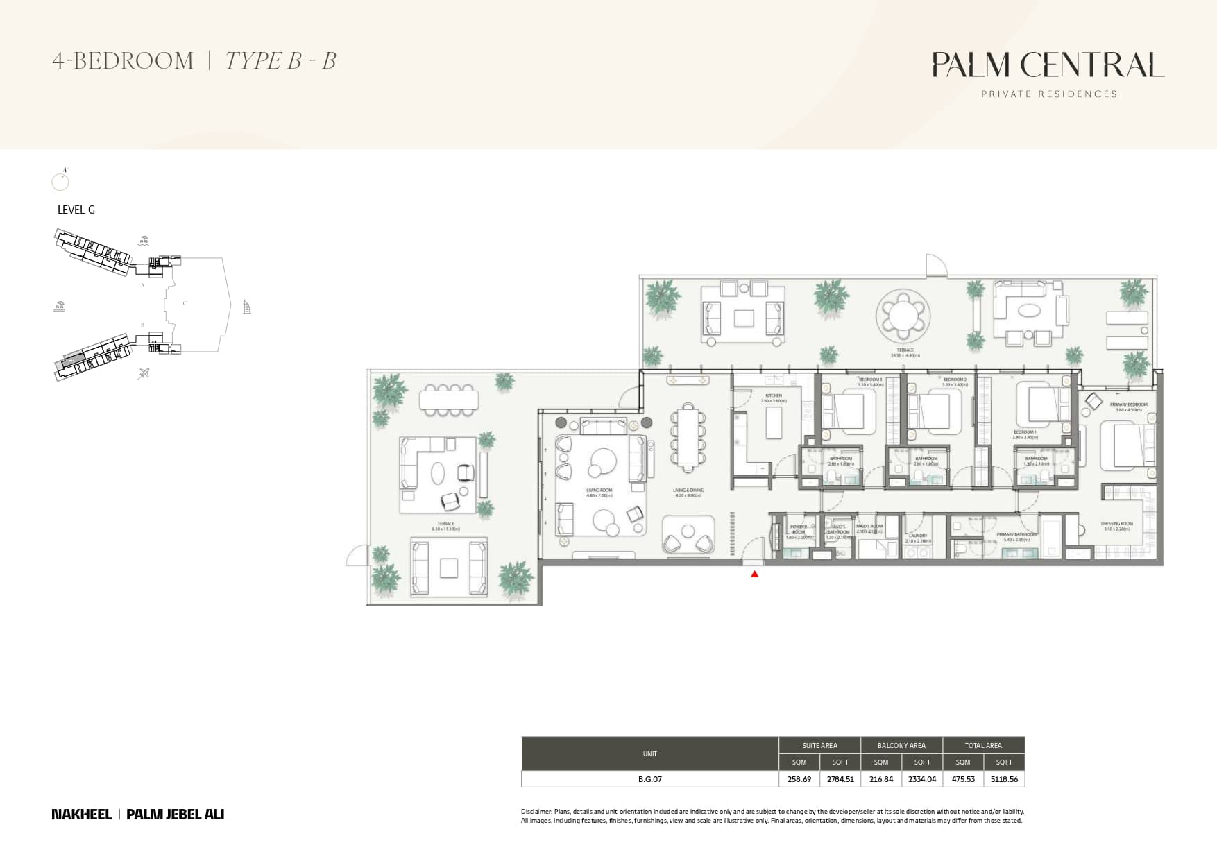 Palm Central Private Residences - Frond M, 4-Bed Floor Plan, type: 4 Bed