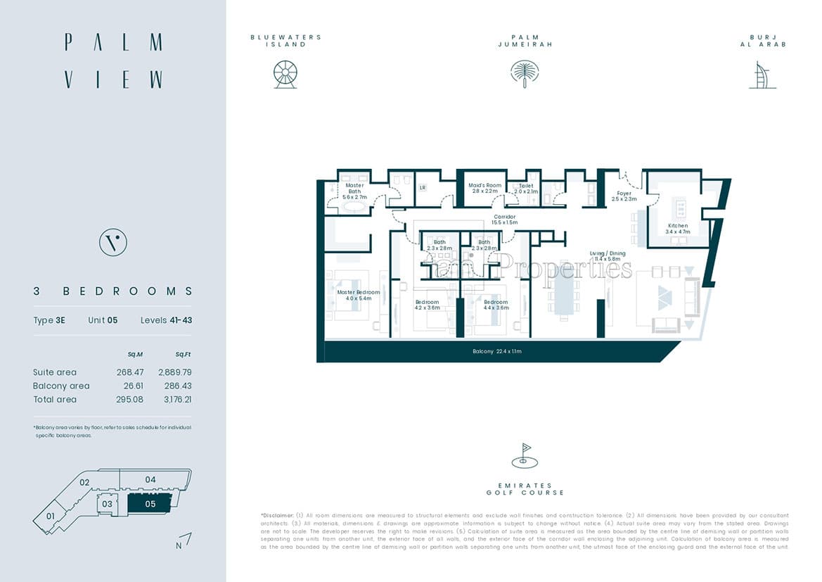 Avani Palm View Hotel and Suites, 3-Bed Floor Plan, type: 3 Bedroom