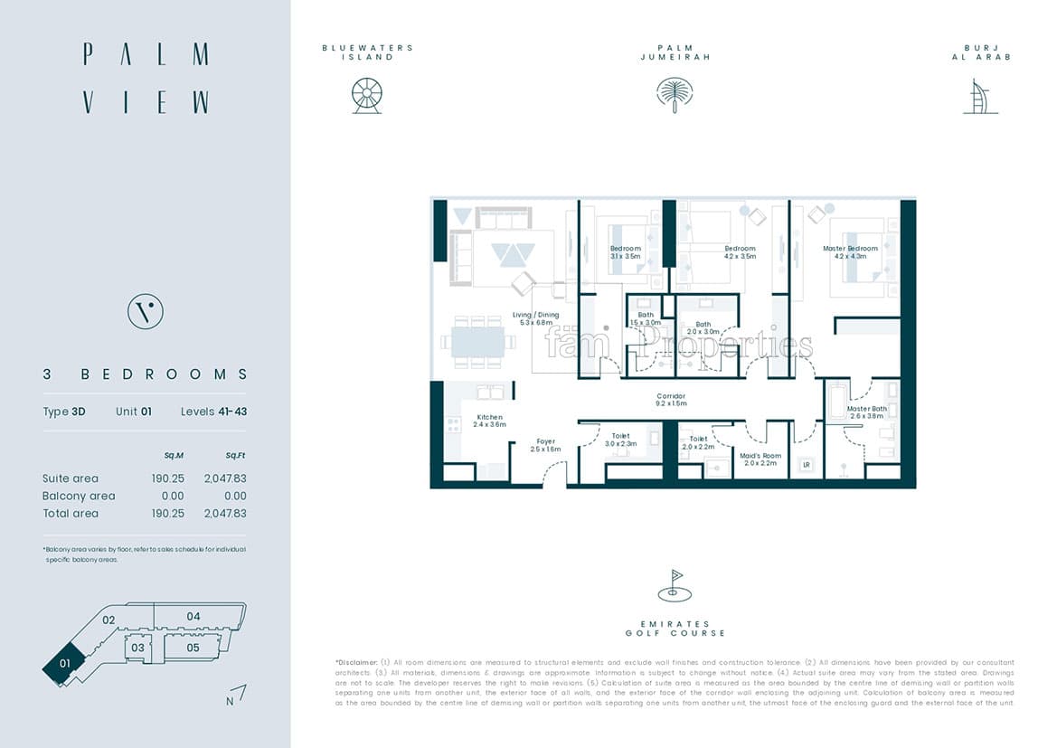 Avani Palm View Hotel and Suites, 3-Bed Floor Plan, type: 3 Bedroom