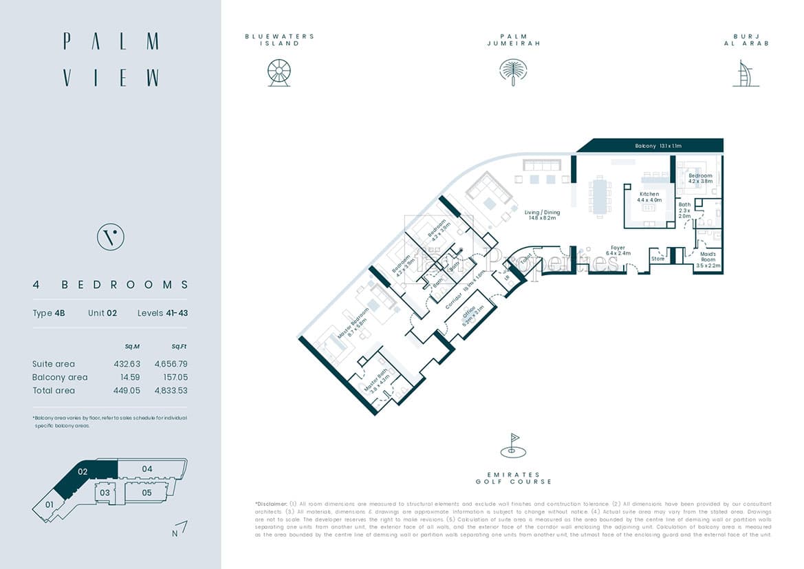 Avani Palm View Hotel and Suites, 4-Bed Floor Plan, type: 4 Bedroom