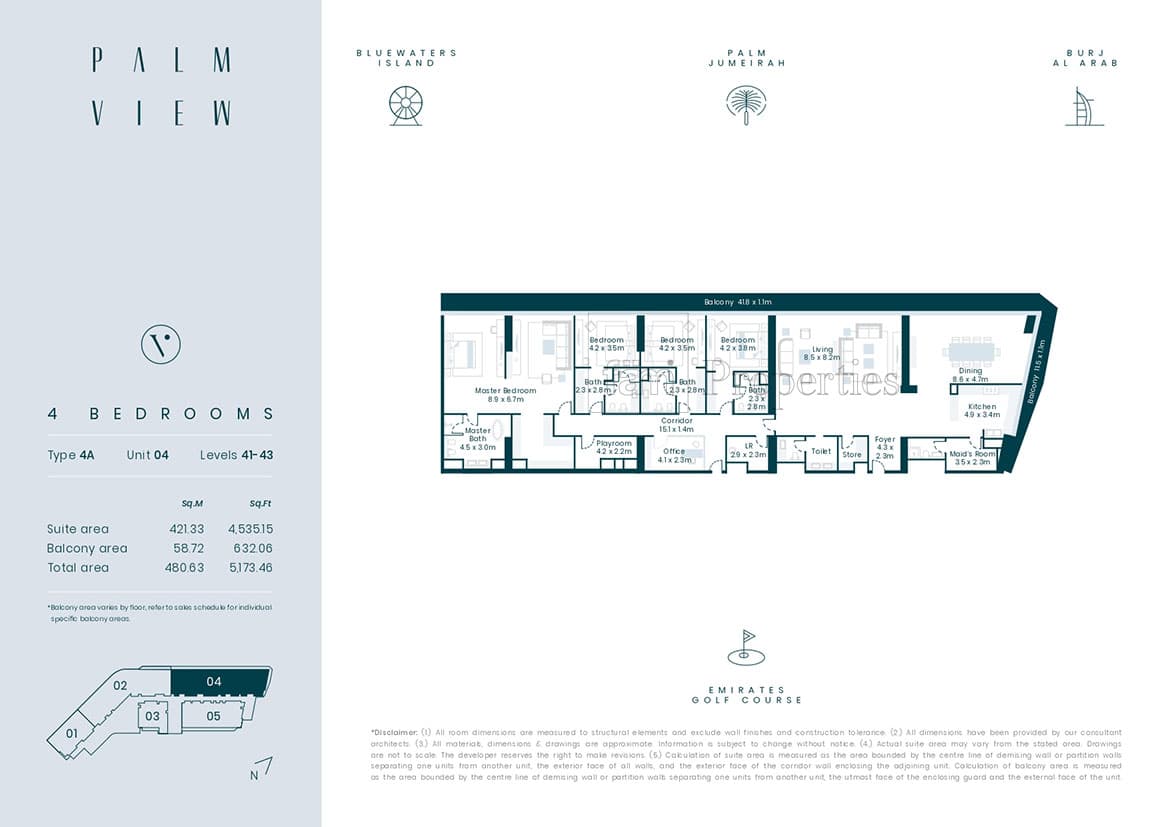 Avani Palm View Hotel and Suites, 4-Bed Floor Plan, type: 4 Bedroom