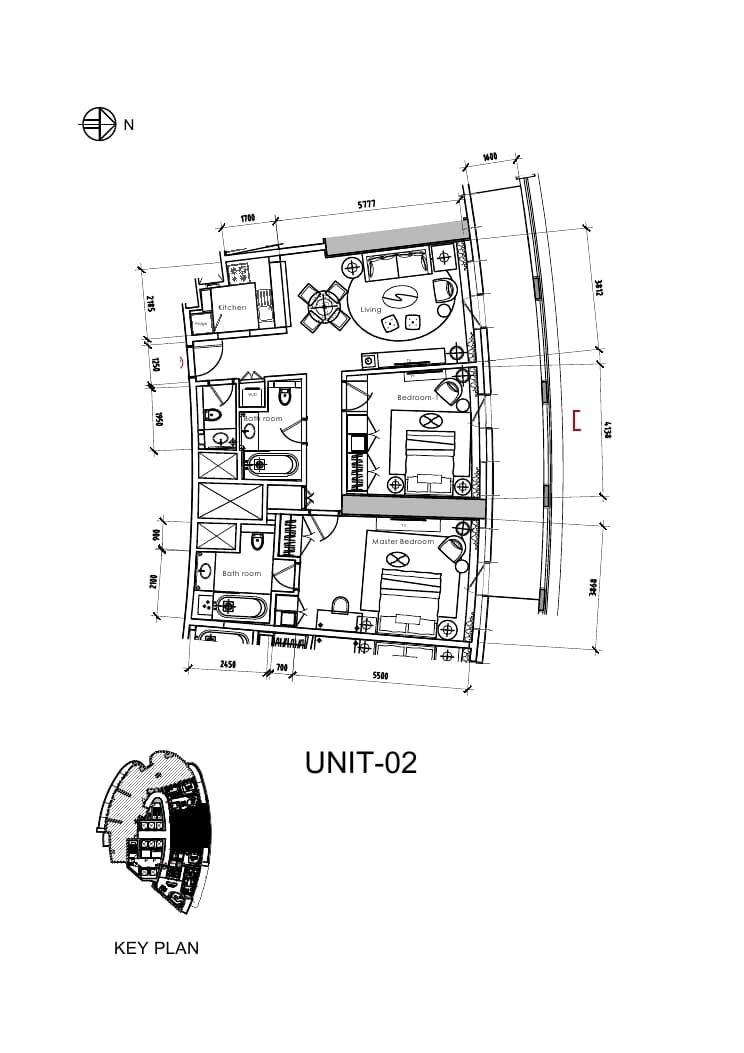 Damac Towers by Paramount D, 2-Bed Floor Plan, type: 2 Bedroom