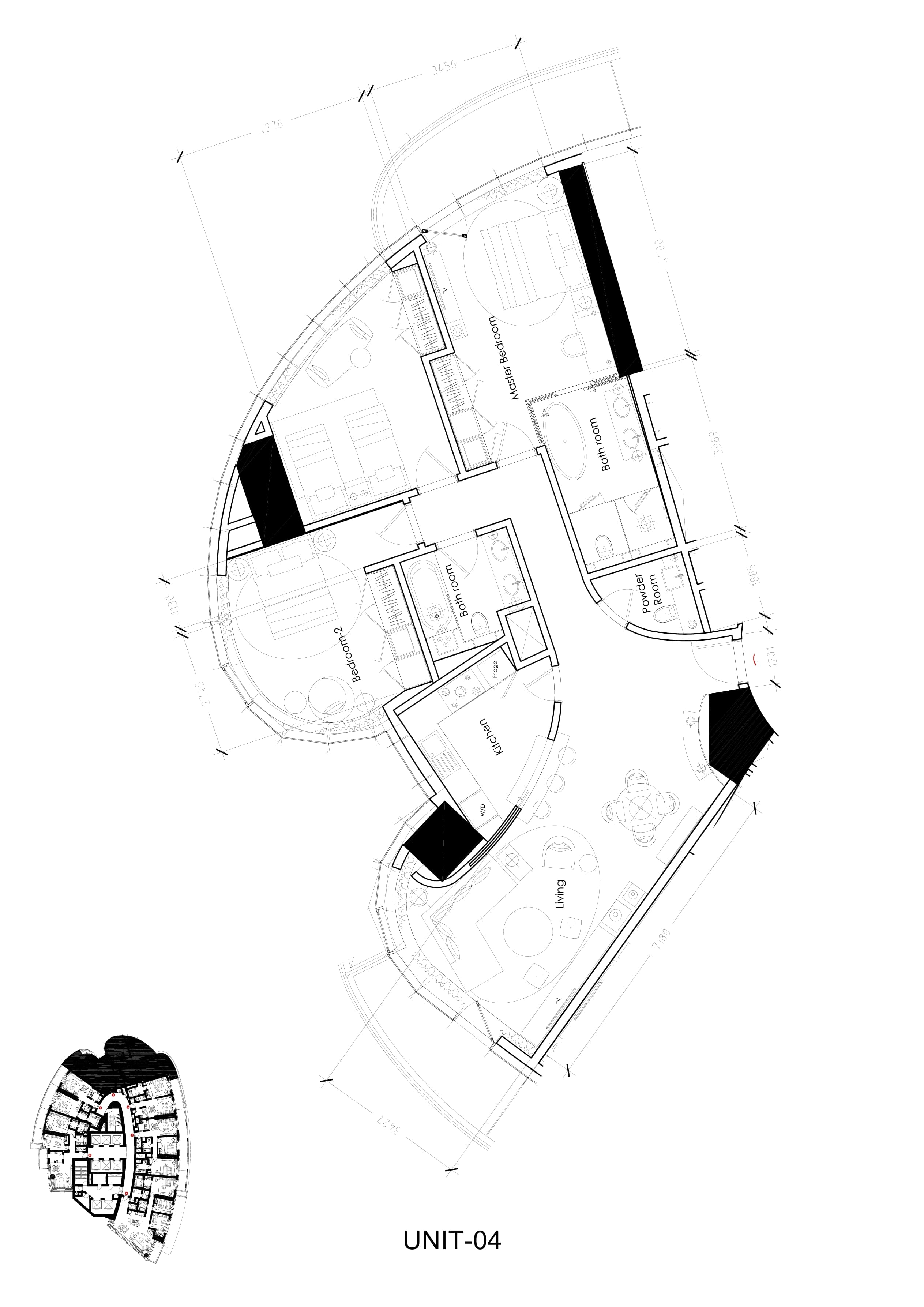 Damac Towers by Paramount D, 3-Bed Floor Plan, type: 3 Bedroom