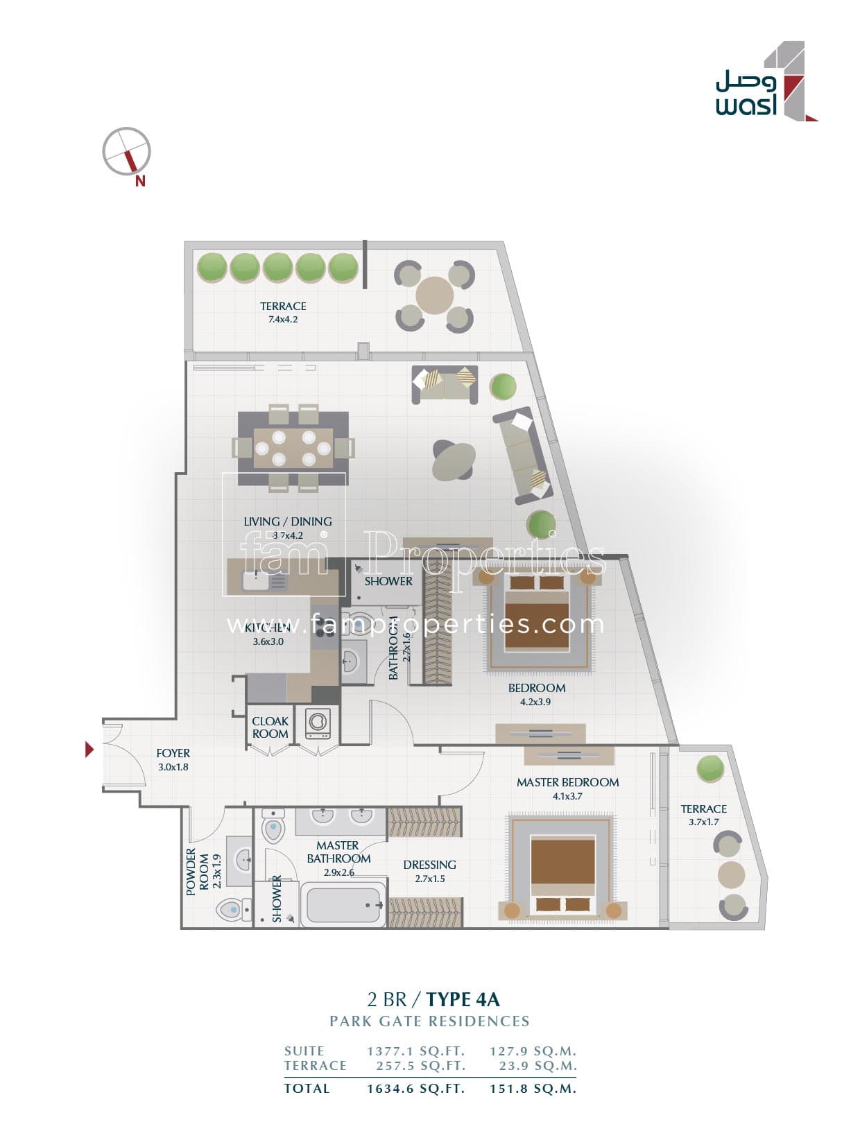 Park Gate Residences 1, 2-Bed Floor Plan, type: 2 BR Type 4A