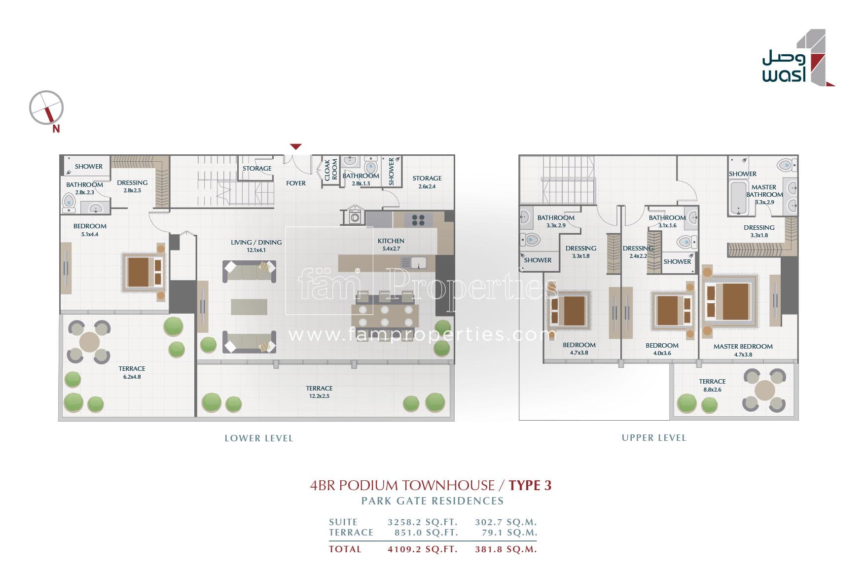 Park Gate Residences 1, 4-Bed Floor Plan, type: 4 BR Podium Townhouse Type 3