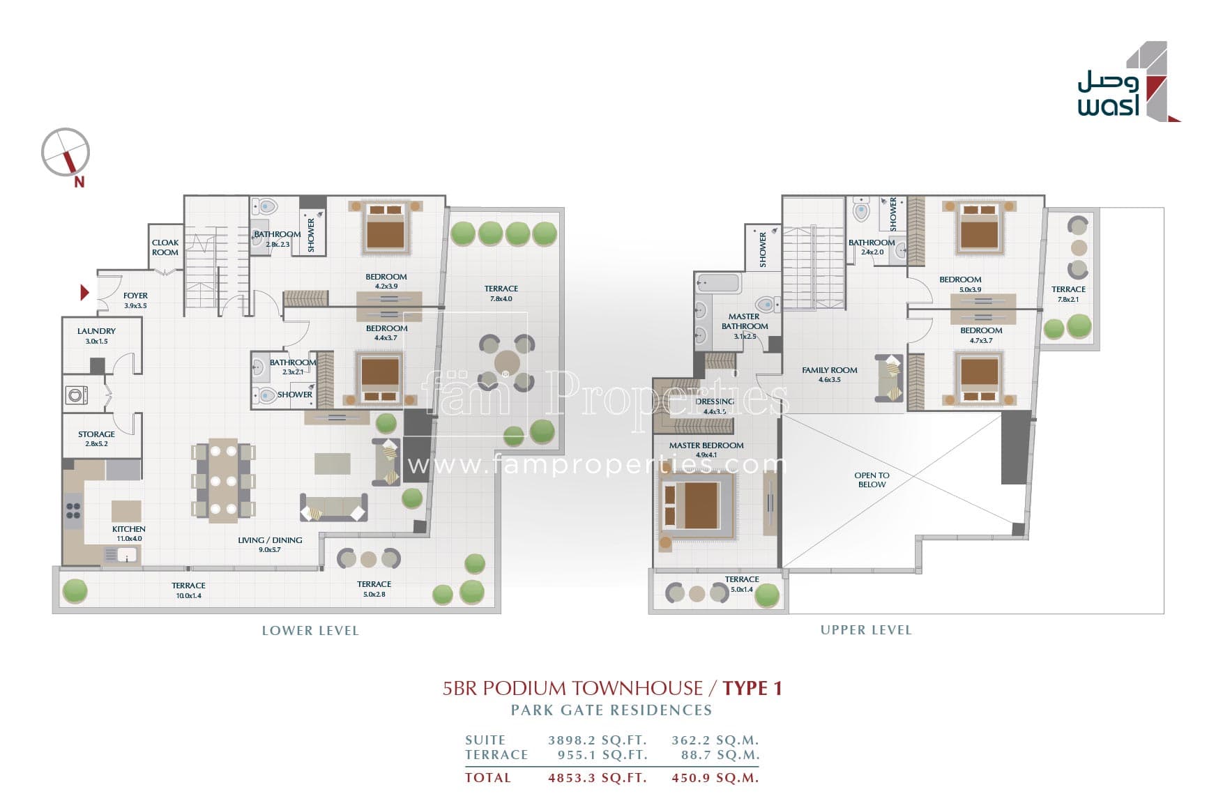 Park Gate Residences 1, 5-Bed Floor Plan, type: 5 BR Podium Townhouse Type 1