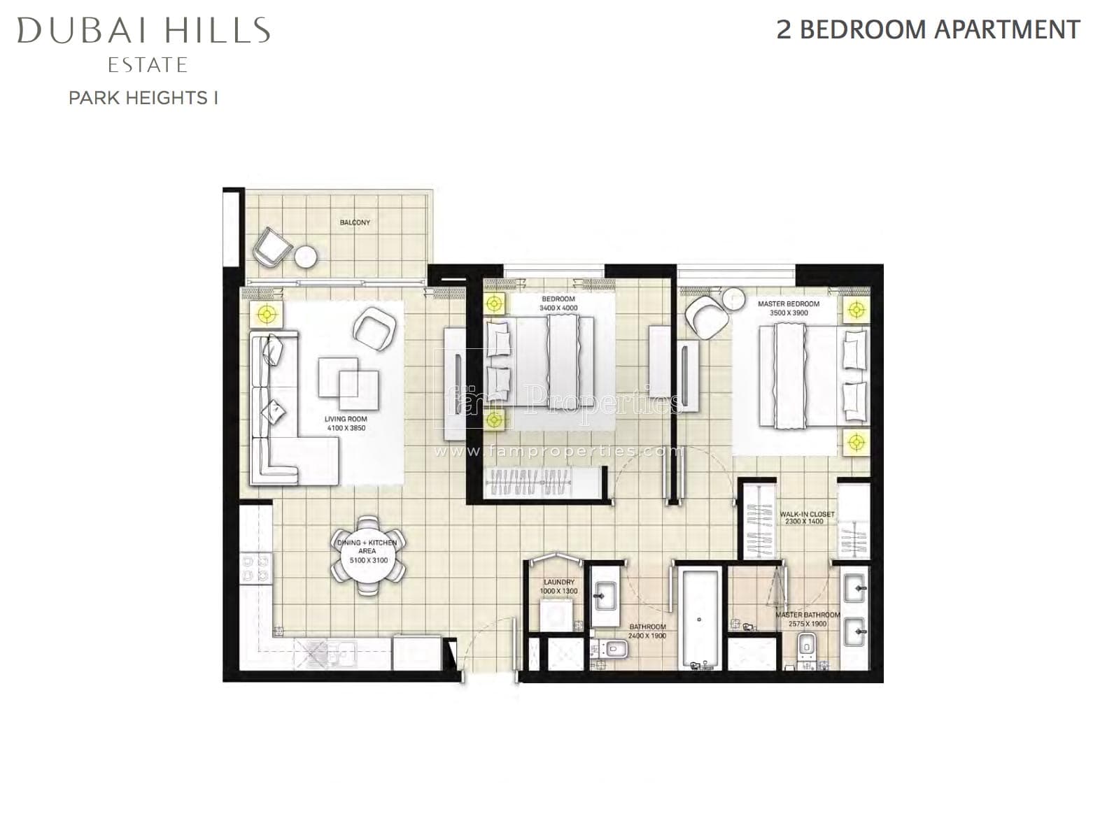 Park Heights 1, 2-Bed Floor Plan, type: 2 Bedroom