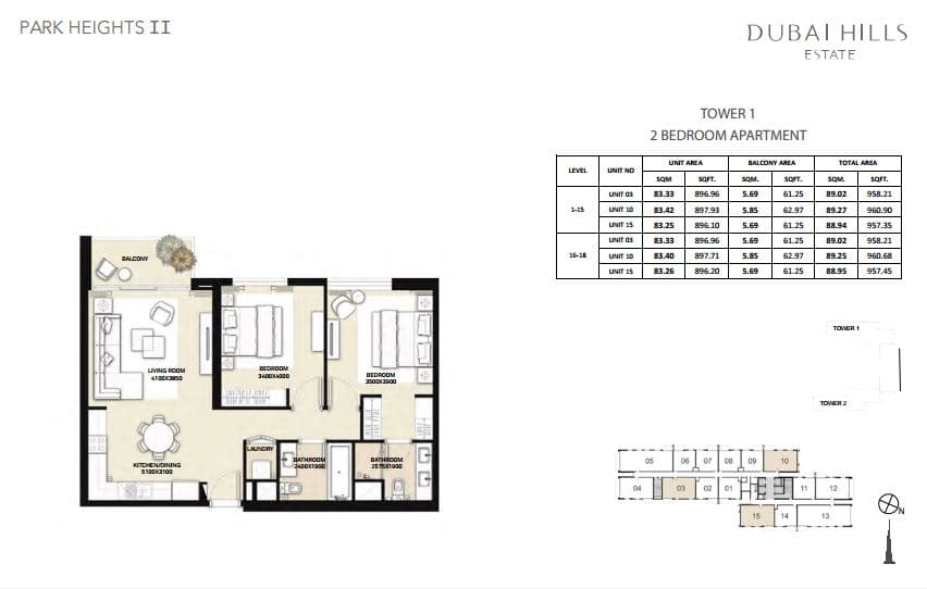Park Heights 2, 2-Bed Floor Plan, type: 2 Bedroom