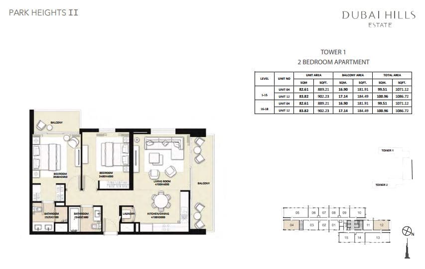 Park Heights 2, 2-Bed Floor Plan, type: 2 Bedroom