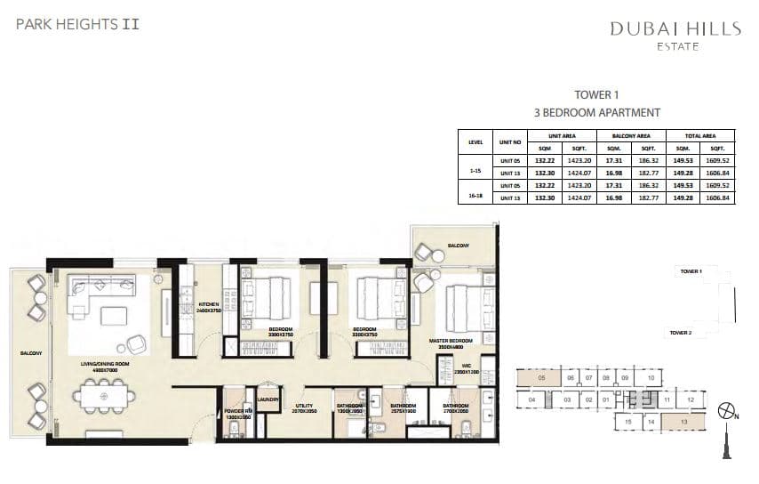 Park Heights 2, 3-Bed Floor Plan, type: 3 Bedroom