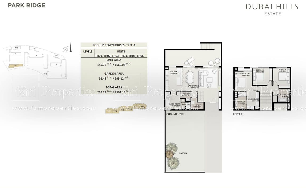 Park Ridge, 3-Bed Floor Plan, type: Podium Type A