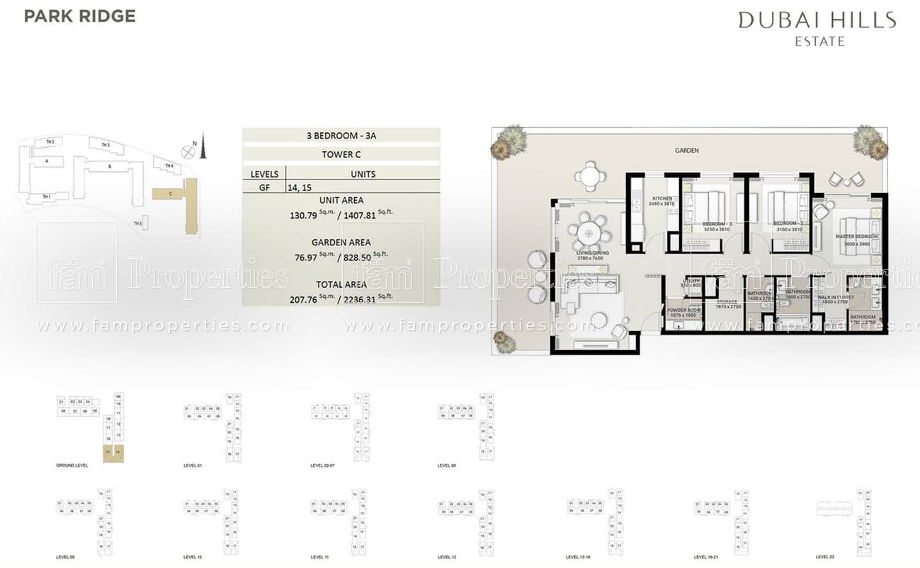 Park Ridge, 3-Bed Floor Plan, type: 3 Bedroom - 3A Tower C